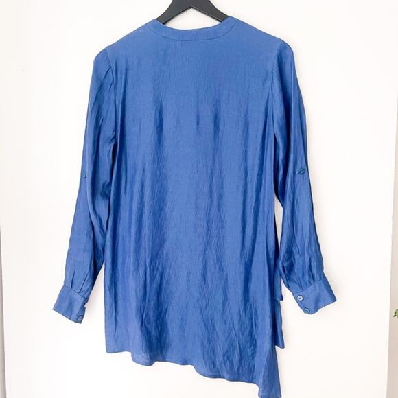 Soft Surroundings | Pemberlee Popover Tunic Blouse Hi-Low Blue | XS - Picture 6 of 9